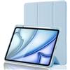 Palkitsee Custodia Cover per iPad Air 11 Pollici M4 2026/M3 2025/M2 2024 e Air 5ª/4ª 10,9 2022/2020 con Portapenne, Smart Magnetica Trifold, Antiurto, Supporta Pencil 2 Gen, Auto Sveglia/Sonno, Azzurro