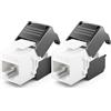 deleyCON Modulo Keystone Jack CAT6A (Set da 2 Pezzi) - Presa RJ45 a LSA, 10 Gbit/s, 500 MHz, T568A/T568B, AWG 22-26 UTP - Plastica - per Patch Panel, Presa di Rete