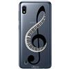 Mixroom - Cover Custodia Case In TPU Silicone Morbida Sfondo Trasparente Per Samsung Galaxy A10 SM-A105M Fantasia Pianoforte Su Chiave Di Violino U922