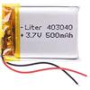 Liter energy battery Batteria 403040 LiPo 3.7V 500mAh 1.85Wh 1S 5C Liter Energy Battery per l'elettronica Ricaricabile Telefono Portatile Smartwatch Orologio GPS - Non adatto per Radiocomando 42x30x4mm (500mAh|403040)