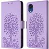 Feyten Cover per Samsung Galaxy A03 Core, Custodia in Pelle PU con Interno TPU Antiurto, Serie Gatto e Albero Flip Cover Custodia Portafoglio per Samsung A03 Core (Purple)