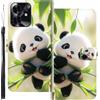 WUACYEAMING Custodia Compatibile con Honor 500 Smart 5G,con Slot Carte PU Pelle Portafoglio Libro Case Antiurto Bumper Motivo Magnetica Flip Protettiva Resistente panda
