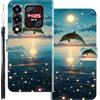 WUACYEAMING Custodia Compatibile con Oukitel WP66,con Slot Carte PU Pelle Portafoglio Libro Case Antiurto Bumper Motivo Magnetica Flip Protettiva Resistente delfino