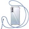 Vauki Cover per Samsung Galaxy S21 Plus 5G con Cordino, Custodia con Laccio Collana Tracolla Trasparente Silicone TPU+PC Bumper Back Antigraffio Proteggere Case Corda per Samsung S21+, Viola