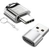 Leloco Lettore di schede Micro SD USB C, tipo C Stick Mini a Micro SD con adattatore USB C e portachiavi per Micro SD SDXC SDHC, laptop, MacBook, Galaxy Cellulare e molto altro (argento)