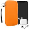 kwmobile Custodia in Neoprene con Zip per Smartphone XL - 6,7/6,8 - Astuccio Portacellulare a Sacchetto con Cerniera - Borsa in arancione fluorescente