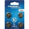 Renata CR2032 - Batteria a bottone al litio da 3 V, precisione svizzera, lunga durata, per chiavi dell'auto, orologi e dispositivi medici, confezione da 4
