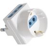 A2ZWORLD Adattatore da Viaggio a Tripla Presa 2 Bipasso 10A/16A + 1 Schuko 16A/Presa Italiana 10A con Spina Elettrica 16A 2P+T (1 Pezzo, Bianco)