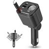 Sweetone 4 in 1 presa accendisigari USB C, 145 W, caricatore da auto con cavo retrattile di tipo C, adattatore USB da 12 V/24 V, compatibile con iPhone17/16/Samsung S26