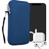 kwmobile Custodia in Neoprene con Zip per Smartphone L - 6,5 - Astuccio Portacellulare a Sacchetto con Cerniera - Borsa in blu baltico