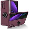 COQUE Custodia per Galaxy Z Fold 2, per telefono All Inclusive con supporto video ad anello, per telefono pieghevole per Samsung Galaxy Z Fold 2-vin Rosso