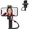 Movo PR-3 - Impugnatura girevole per smartphone, con impugnatura in posizione verticale e orizzontale, cinturino da polso, treppiede, supporto per luci e microfoni, per iPhone, Samsung, Google,