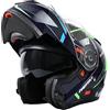 NENKI Casco modulare integrale da moto con doppia Visiera per uomo e donna, ECE 22.06, M-XXL