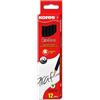 Kores - Matita HB con gommino, 12 pz, nero