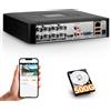 TOWODE DVR di Sorveglianza 8 Canali H.265+ con Hard Disk da 500GB, Sistema Ibrido 5i...
