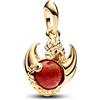 PANDORA Pendente Project House con drago di fuoco placcato in oro 14 k con cristallo rosso salsa e opale rosso creato in laboratorio