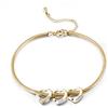 Presentimental Bracciale Personalizzato Donna con Pietra Portafortuna Bracciale Cuore con Nomi Bracciale Regolabile in Acciaio Inossidabile Regalo per Mamma Moglie Fidanzata Figli (oro-3 nome)