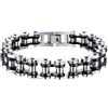 OIDEA Bracciale Braccialetto Uomo Bracciale Catena Bici in Acciaio Inox Pesante Argento Nero
