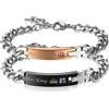 Flongo Coppia Bracciali Braccialetto, His Queen y Her King, Acciaio inox bracciali d'amore, Nero Oro Rosa Lui & Lei, Regalo per San Valentino/Natale, Una coppia