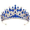 URFEDA Gioielli da sposa Tiara Principessa diadema corona di cristallo strass matrimonio sposa regina corona compleanno diadema diadema per matrimoni, feste, accessori in costume, oro blu