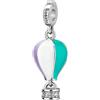 Rosato Charm a forma di mongolfiera da donna collezione Storie. Gioiello in argento 925 con placcatura in rodio e zirconi. La referenza è RZ202R