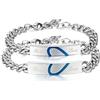 OIDEA Bracciale Braccialetto per Coppia Lovers Braccialetto in Acciaio Inox Real Love Puzzle Cuore Regalo per Amante Blu Argento(1 Coppia)