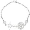 Only faith - Braccialetto in Argento 925 con Nodo di Strega e Tetragrammaton, Amuleto Tripla Protezione Medaglia di San Benedetto o Pietre Naturali, 18 cm Regolabile, 18.0 Centimeters, Argento
