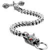 OIDEA Bracciale Braccialetto Uomo Bracciale in Acciaio Inox Testa di Lupo Mosaico Strass Stile Gotico Argento