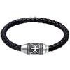 Kuzzoi Buddha - Bracciale da uomo in pelle intrecciata, 29 mm, colore: nero, 19 centimeters, Pelle