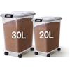 Nobleza - Contenitore per Animali da 20L+30L， Animali Domestici Scatola di Alimenti con Ruote Contenitore， Coperchio Ribaltabile， Ermetico， Trasparente， Ruote e Pala， per Cibo per Cani e Gatti， Grigio