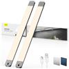 LROLTEF Luce LED Sottopensile Cucina 50CM 3000mAh 4000K Luci con Sensore di Spostamento Manuale Sensore di Movimento Armadio Lampada Dimmerabile per Cucina Scale Soggiorno Camere da Letto 2P-Grigio
