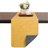 Generico Runner da Tavolo Bifacciale in Ecopelle, Giallo e Grigio, Impermeabile e Antiscivolo, Lavabile, Design Moderno, 30x183 cm