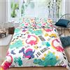 Homemissing Set di biancheria da letto con dinosauri carino divertente cartone animato Dino copripiumino per bambini colorato dinosauro copripiumino copripiumino per animali della giungla copripiumino 2 pezzi