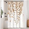 Uiiooazy Tenda Doccia Cachi, Tenda da Doccia Astratta Foglie di Eucalipto Giallo Tenda per Doccia Antimuffa Impermeabile Tessuto in Poliestere Lavabile Tenda per Vasca da Bagno con 8 Ganci 120x180cm