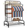 JUPPLIES Stand Appendiabiti Con Ruote | 2 Barre e 4 Ripiani | Carrello Porta Abiti In Metallo Fino A 30kg (110x56x160cm)