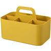 LVYXON Contenitori impilabili portatili con divisorio rimovibile, organizer multiuso per casa e ufficio, 25 x 15,5 x 11 cm, cestino da scrivania in plastica con manico, bianco/blu/rosa/giallo (giallo)