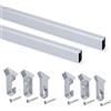 Emuca - Kit di asta appendiabiti ovale da armadio 1150mm e supporti, Anodizzato opaco, Lotto di 2