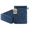 Ôhm Guanti da Bagno in Spugna di Cotone 500 g/m² - Manopole Doccia 15x20 cm Blu scuro - Guanti Spugna Morbidi per Doccia, Igiene Quotidiana e Anziani - OEKO-TEX - Set 5