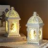 TRIROCKS Set di 2 Lanterne Decorative 20 cm Alte, Porta Candele in Metallo da Appendere per Decorazioni Casa, Soggiorno, Eventi, Tavolo, Interni ed Esterni (Bianca)
