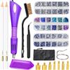 BLUESEABUY Applicatore Strass Hotfix Applicatore Bacchetta con 3 scatole di strass di colori misti, 7 punte di diverse dimensioni, pinze, spazzola di pulizia, supporto, 2 matite
