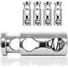 Ganzoo fermacorda dritto in metallo con due fori, argento, set da 4, 33 x 12 mm, diametro foro 7 mm, per bloccare e regolare cordini su giacche hoodie pantaloni sportivi borse e sacche