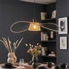 HOFSTEIN Lampada a sospensione Elsa a 4 luci in metallo/carta intrecciata, colore nero/naturale, moderna lampada a sospensione design bohémien, altezza max. 110 cm, E27, sala da pranzo, soggiorno,