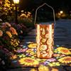 VEEKAY Lanterna Solare a Forma di Girasole per Esterno,Lampade Solari da Giardino in Metallo,IP65 Impermeabile,Lanterna Decorativa Da Giardino per Tavolo, Esterni, Terrazzo,Balcone