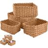 Qurxuanwe 4 Pcs Cestini Portaoggetti Vimini, Cestino Intrecciato Bagno, Cesto Decorazione Stoccaggio, Contenitori Porta Corda Carta, Ceste Organizer Gioco Bambin per Cameretta, Salotto, Ufficio, Cucina,Cassetti