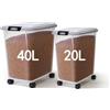 Nobleza - Contenitore per Animali da 20L+40L， Animali Domestici Scatola di Alimenti con Ruote Contenitore， Coperchio Ribaltabile， Ermetico， Trasparente， Ruote e Pala， per Cibo per Cani e Gatti， Grigio