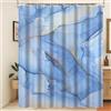 Xiaoterna 150x180cm Tenda da doccia di marmo bianco grigio blu punti oro impermeabile poliestere tenda da bagno di lusso moderno estetico artistico lavabile resistente alla muffa tessuto decorativo