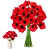 CZAYEFNH 24 Fiori Artificiali Real Touch in PU Rosa - Papaveri Finti per Decorazioni di Matrimonio e Casa - Gambi Flessibili e Aspetto Naturale