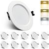 Großcat Faretti LED da Incasso per Cartongesso 10W, 3000K Caldo 4000K Neutro 6000K con funzione di memoria, alluminio Lampada da Incasso per Bagno Cucina, Diametro Foro Ø90-100mm, Set di 10