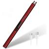 HOTERB Accendino elettrico a candela,Accendino elettrico USB ricaricabile con porta tipo C,Accendino ad arco elettrico antivento Accendino lungo per candela,Gaziniera,Barbecue(Rot)