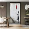 Generic Carta Parati Porta Rimovibile PVC Autoadesivo 95 x 215 cm Adesivi Per Porte Interne Banksy Strada Graffiti Soggiorno Cucina Camerette Bagno Autoadesivo Porta Murale Decorazione, Bianco Grigio